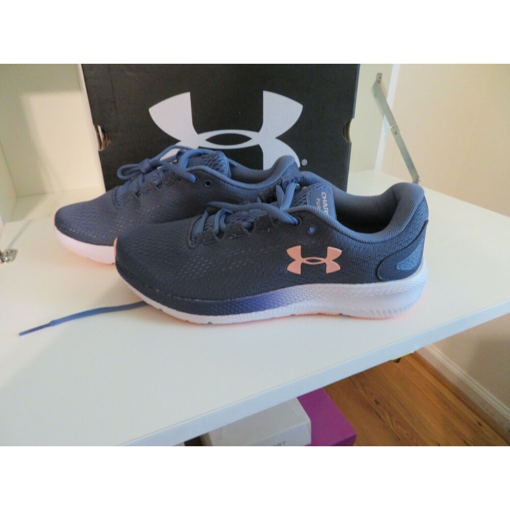 NWT Womens Blue & Peach Under Armour Charged Pursuit 2 Tennis Shoes, 6.5